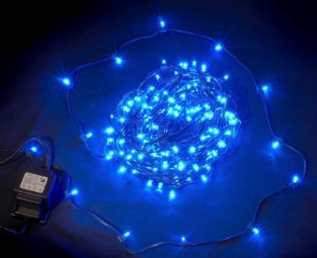 Светодиодная гирлянда "Клип-лайт" 12V, 100 м, синяя, темный провод