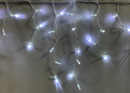 Светодиодная бахрома 2*0,6 м, белая, ФЛЭШ, белый провод