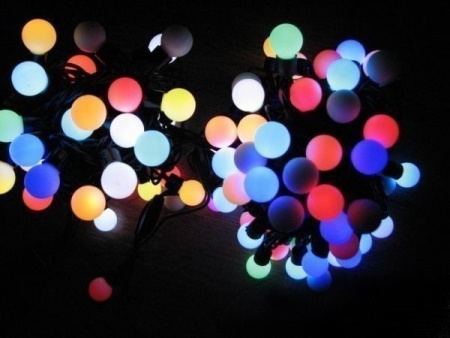 Светодинамическая гирлянда "Радуга" 7,5 м,черный провод, RGB, 220V